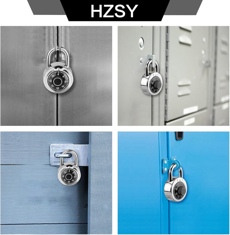 HZSY Combination Padlock 1 Pack, Fixed Dial Combination Padlock with Different Combinations, 2 in. Wide. Black Turntable, Lock for Gym & Locker, School, Toolbox, and More - Image 5